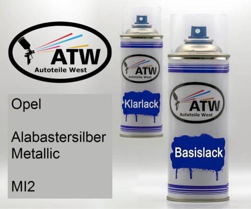 Opel, Alabastersilber Metallic, MI2: 400ml Sprühdose + 400ml Klarlack - Set, von ATW Autoteile West.